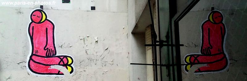collage street art Dame en rose, rue Montmorency